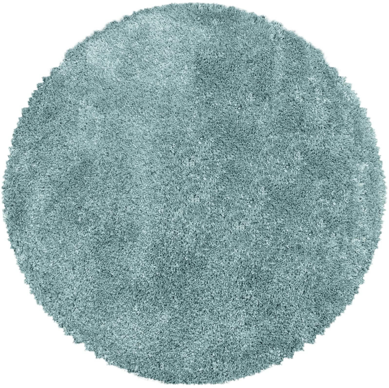 MOELLEUX - Tapis cosy rond à poils longs bleu turquoise 200x200cm