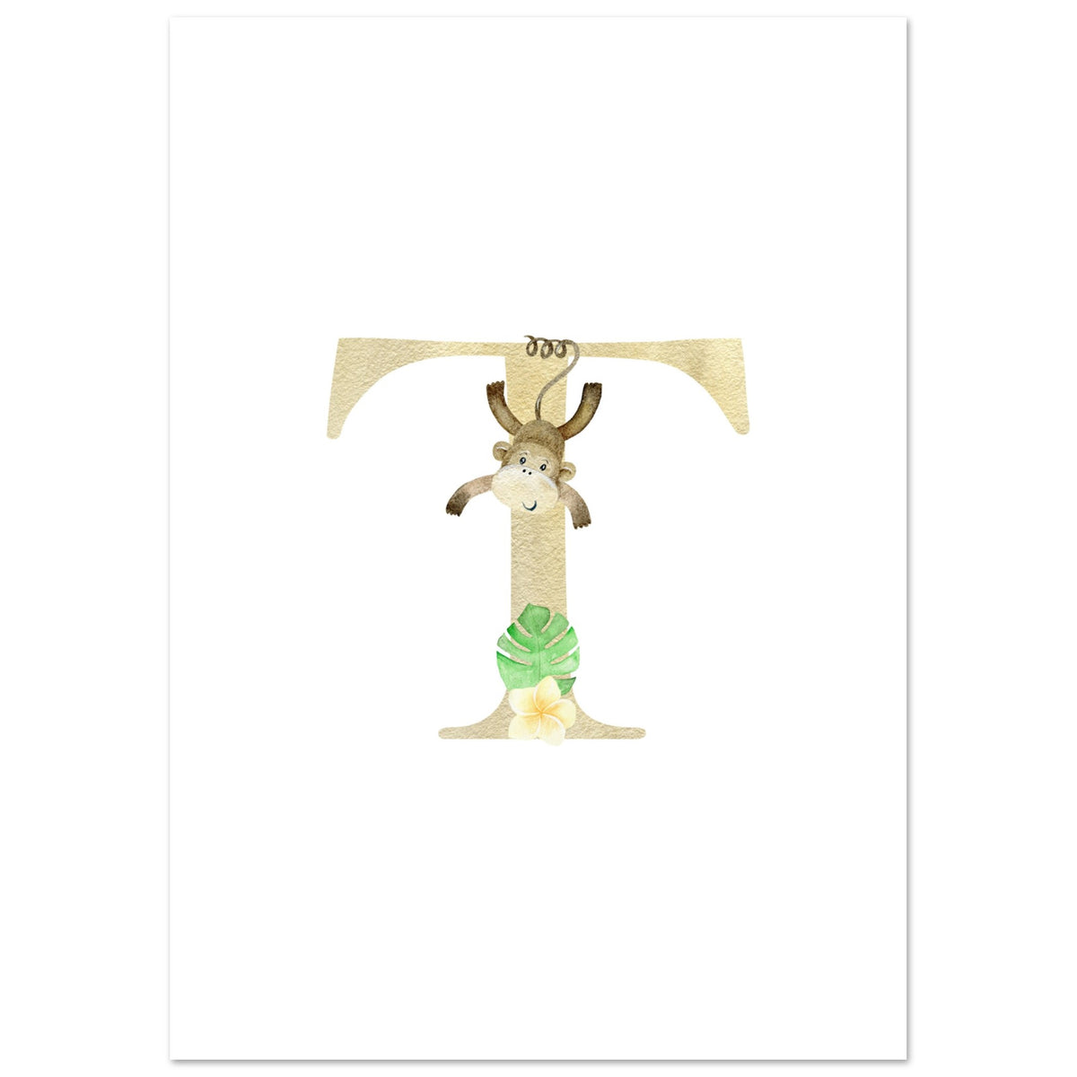 Artfulprints Poster Letter T kindernaam  - A4 21x29.7 cm - Meerkleurig