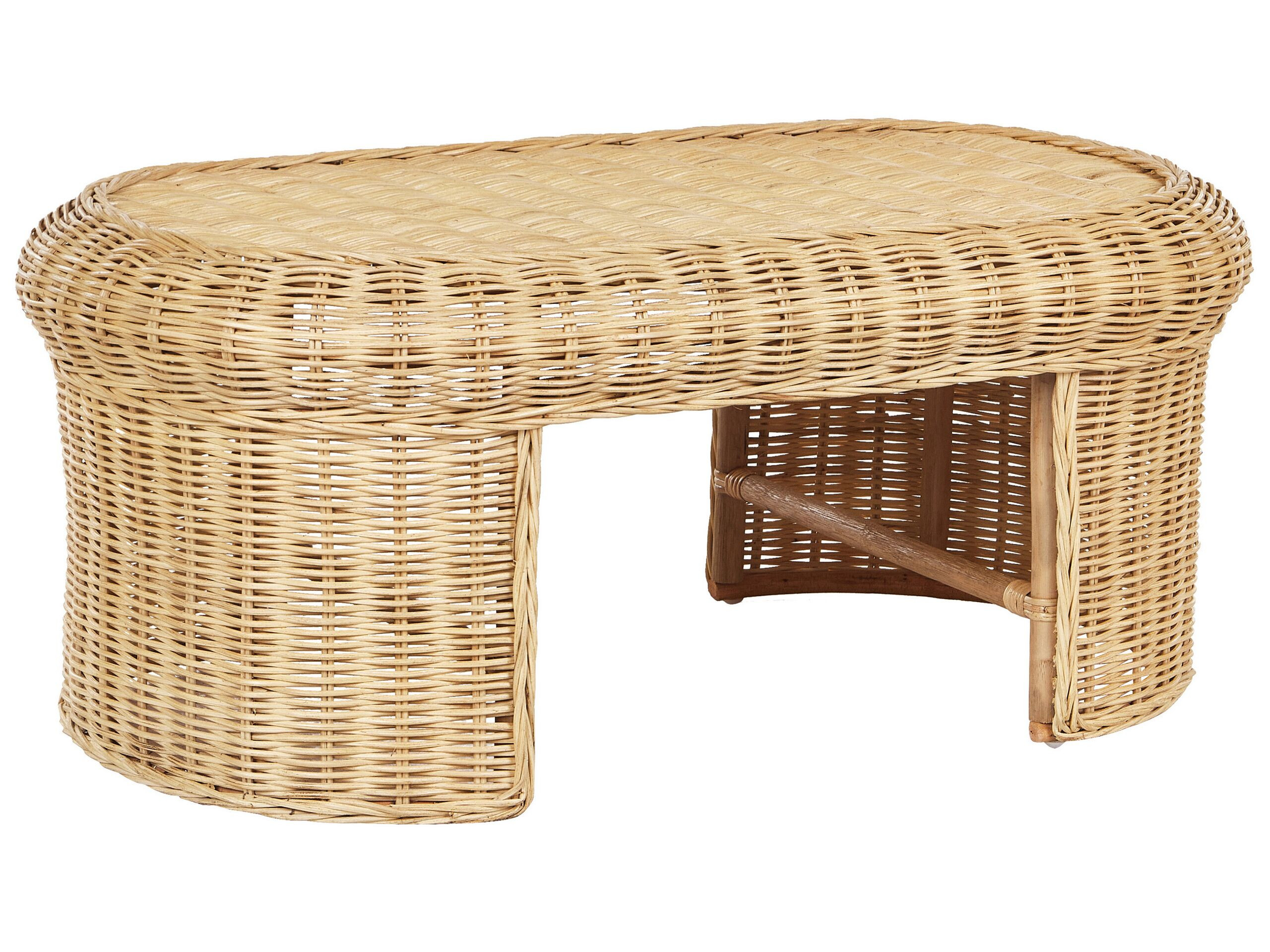 Stolik ogrodowy rattanowy 96x60 cm naturalny