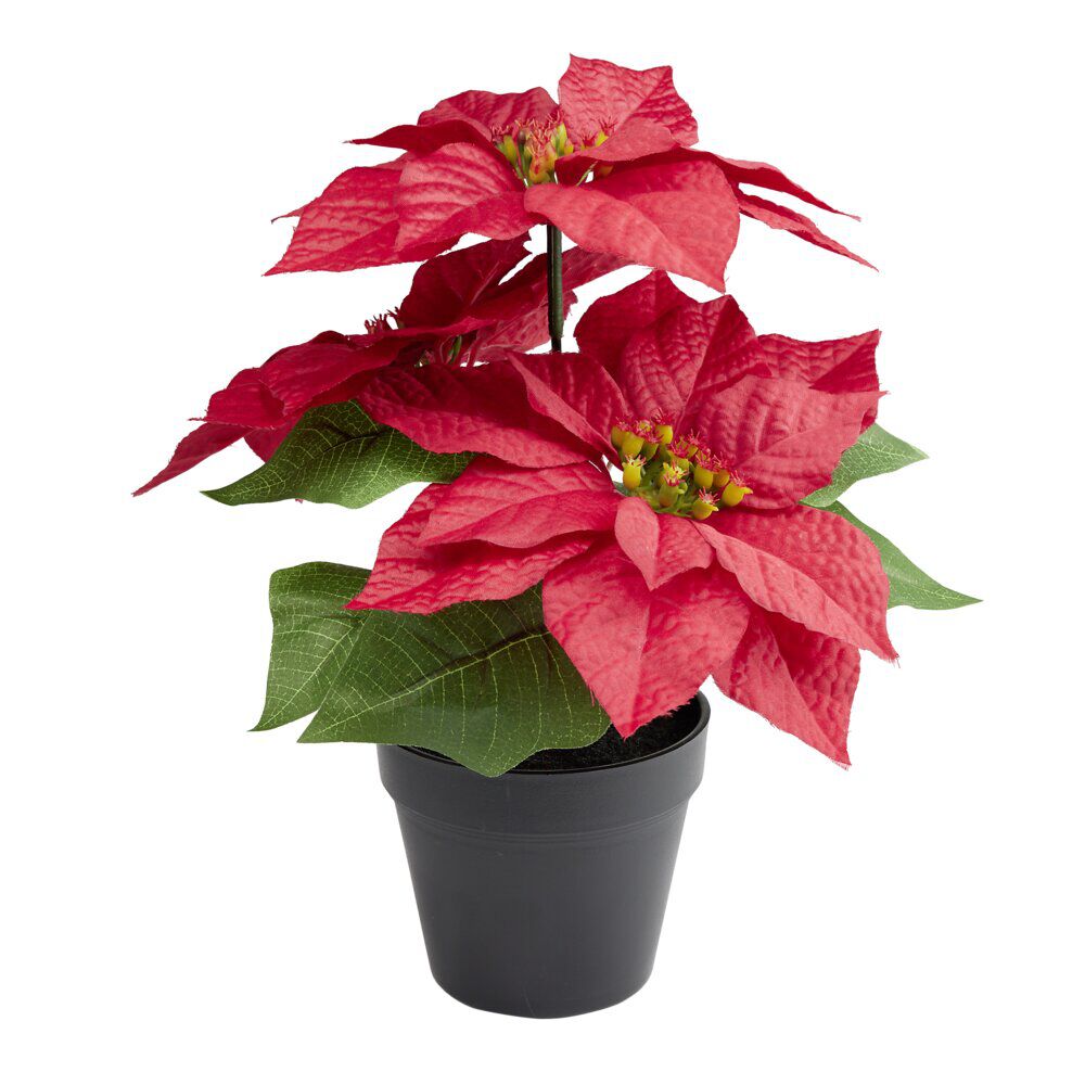 Fleur artificielle en pot poinsettia rouge Ø11xH32cm