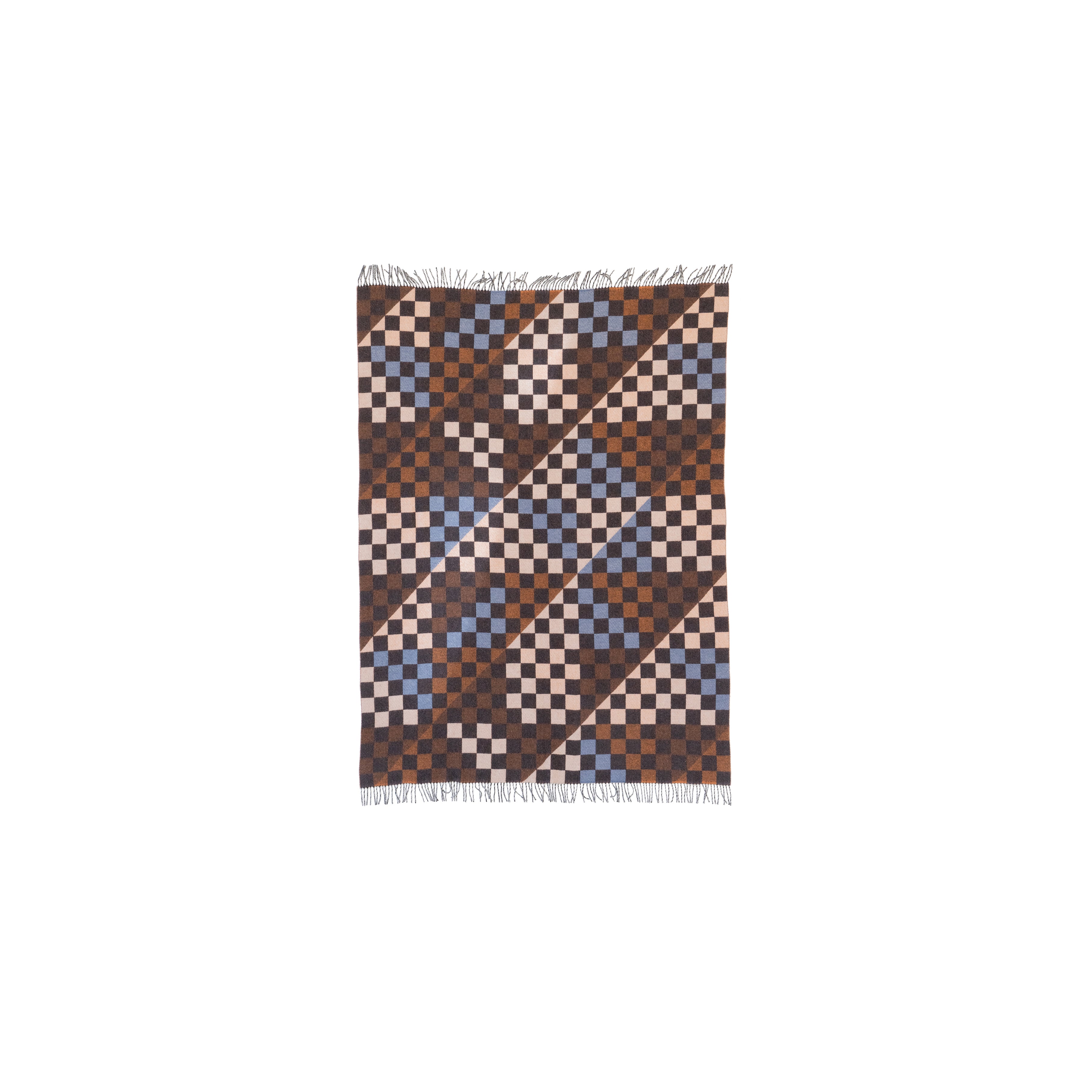 Saffron, Blue and White Patchwork Blanket - Large Geometric Checker