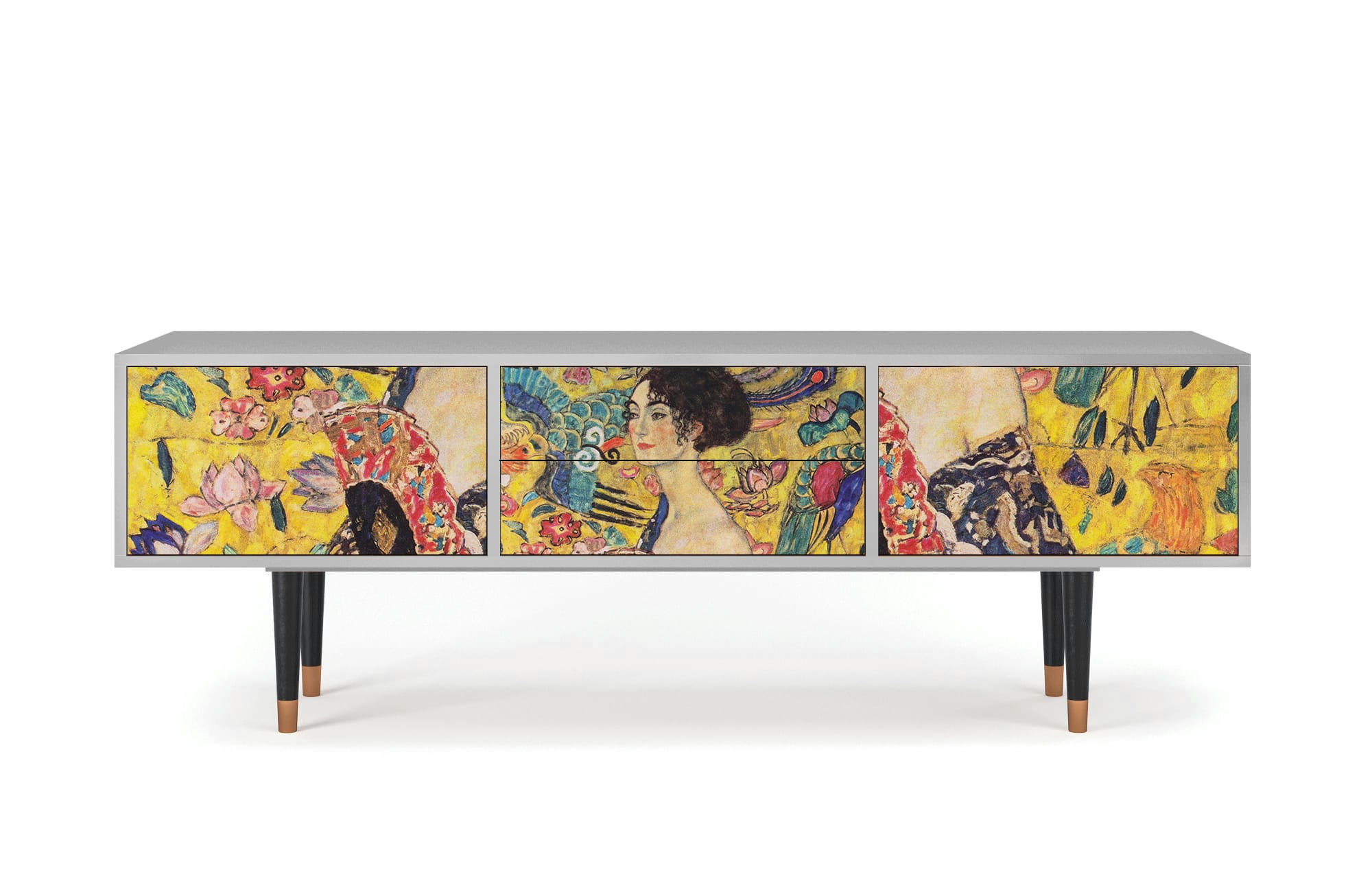 LADY WITH FAN BY GUSTAV KLIMT - Meuble TV  jaune 2 tiroirs et 2 portes L 170 cm
