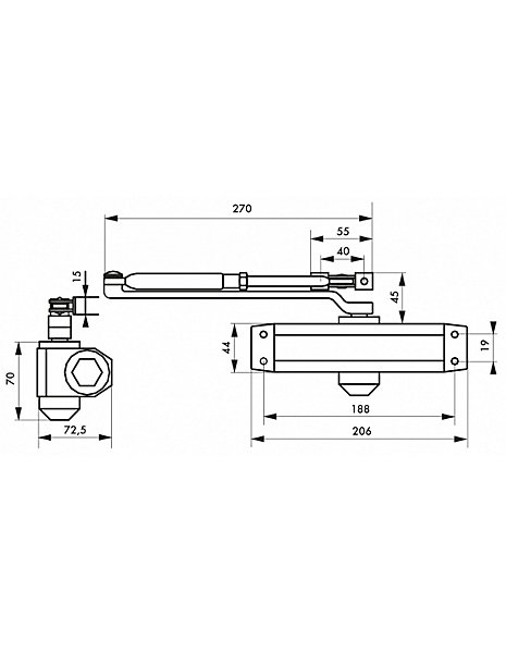Ferme-porte automatique hydraulique force 4, argent - THIRARD