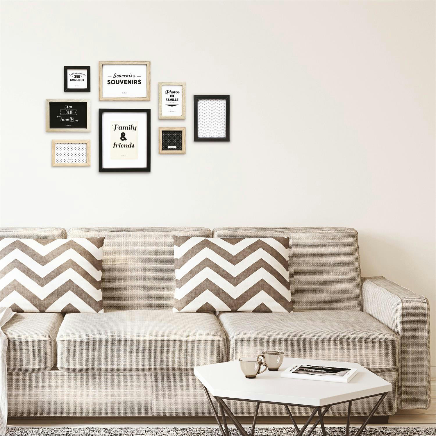 - Cadres photos en bois la vie en famille (lot de 8)