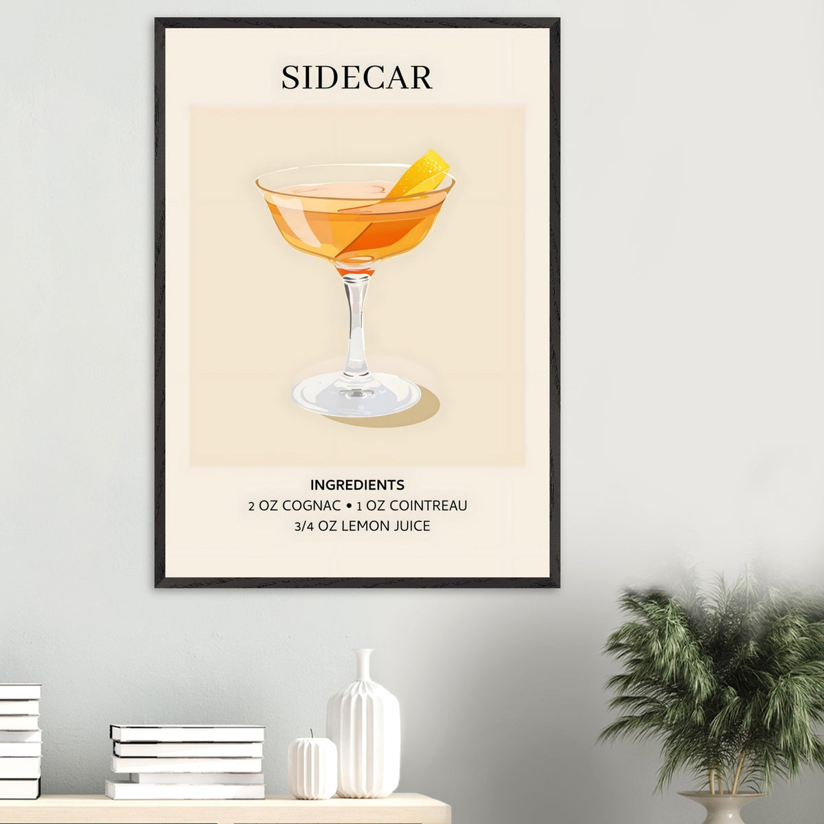Artfulprints Poster Sidecar cocktail I - Ingrediënten  - 70x100 cm - Oranje