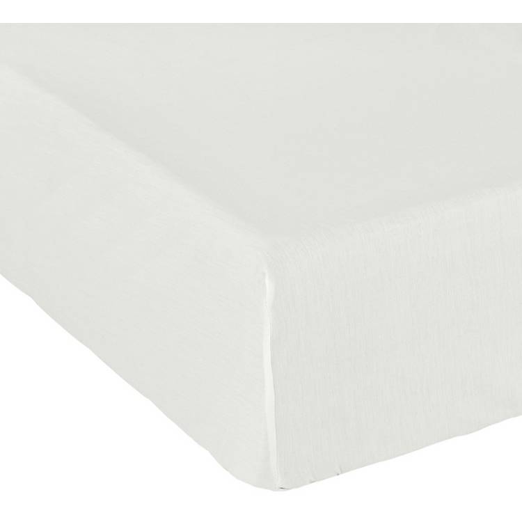 Habitat Cotton Rich 180 TC Plain Cream Fitted Sheet - Single
