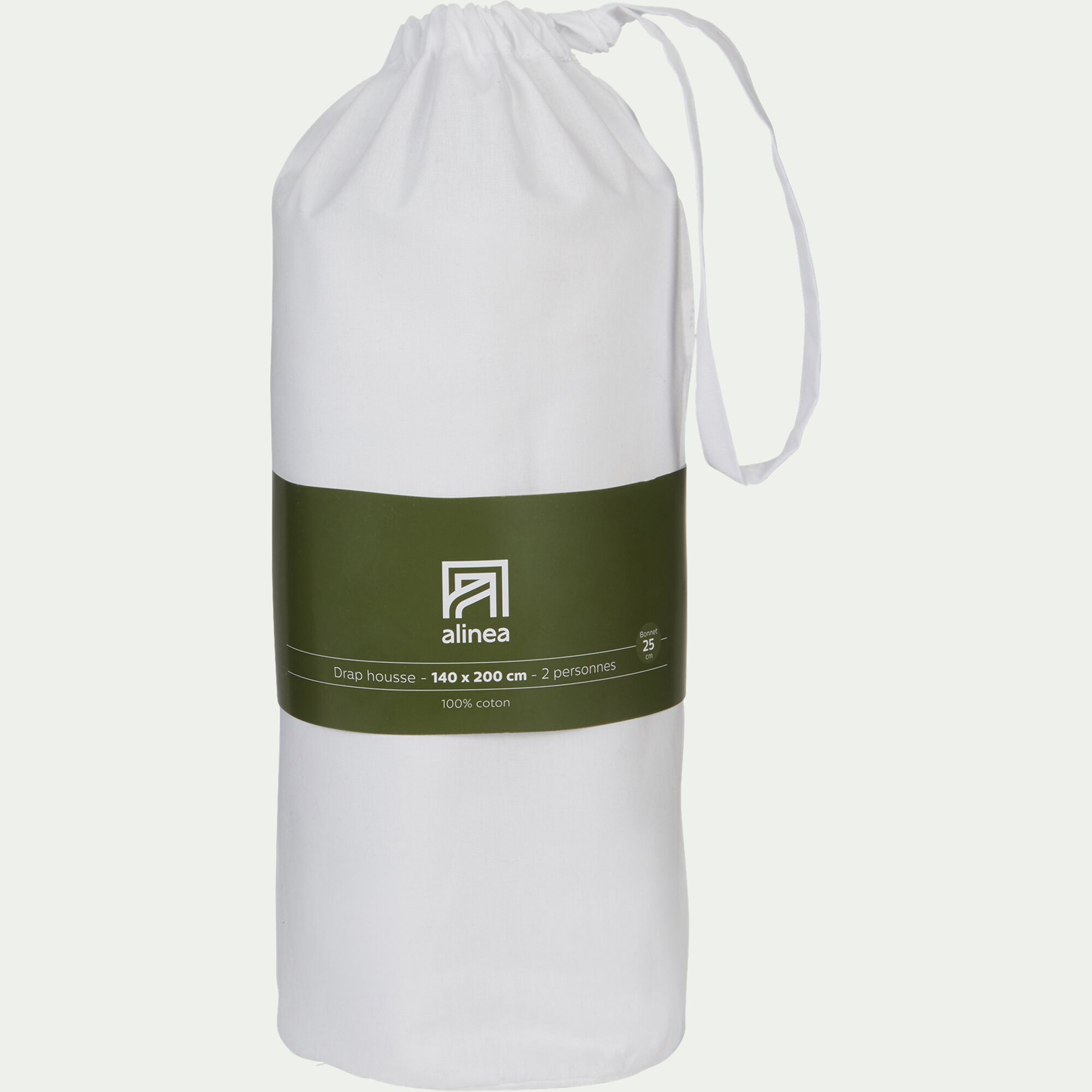 CALANQUES - Drap housse en coton 160x200cm B25cm - blanc