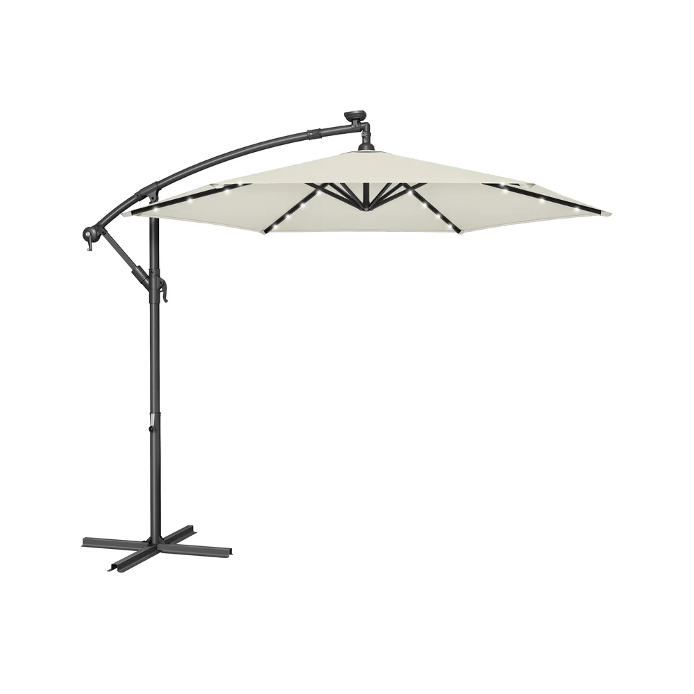 Parasol déporté avec LED protège du soleil au jardin ou à la terrasse