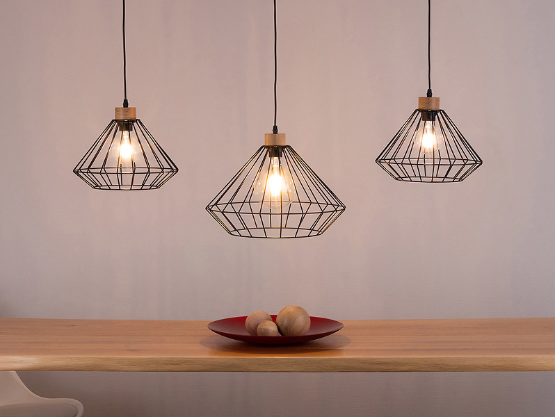 Lampa wisząca Raquelle3-punktowa metalowa czarno-złota