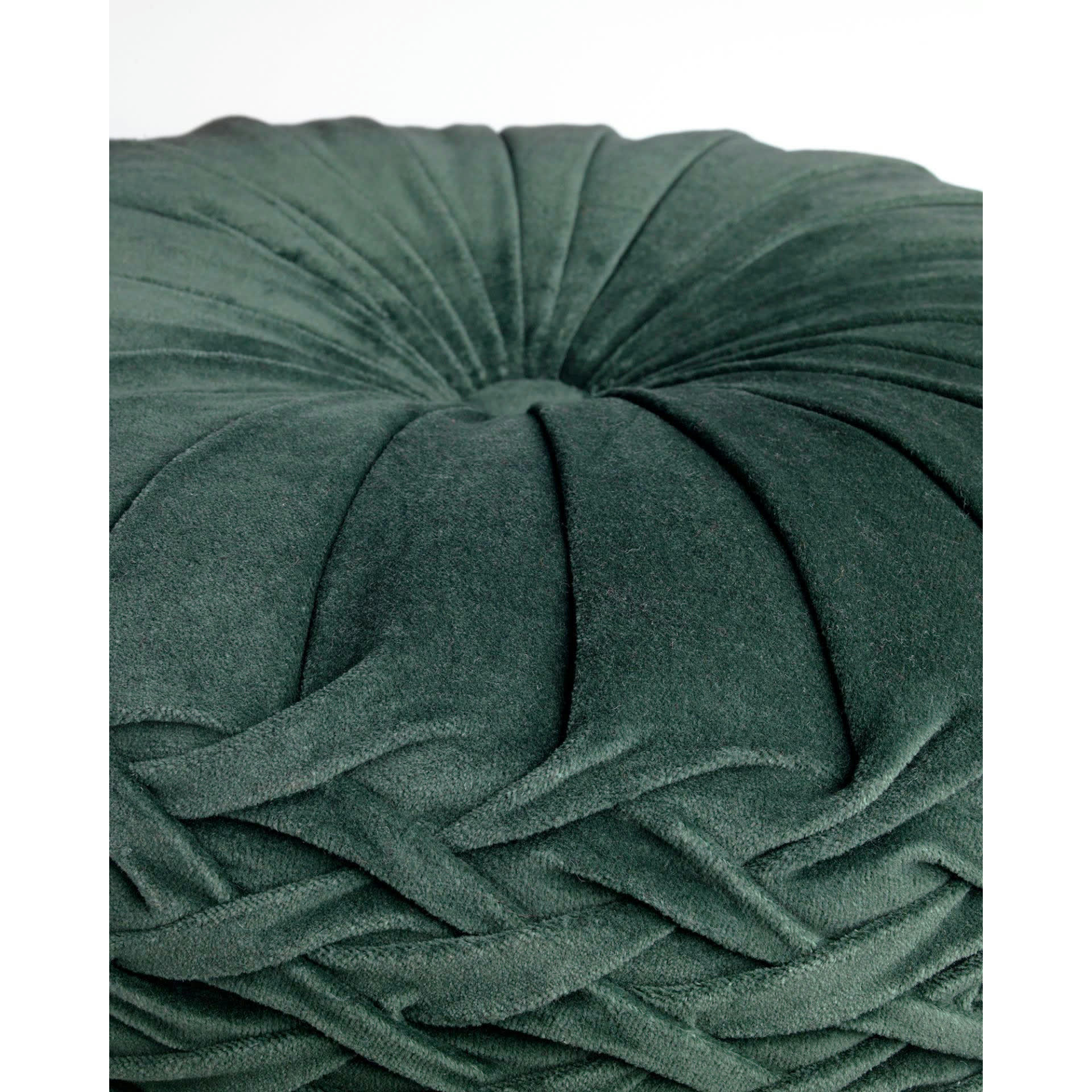 KAJA - Coussin rond vert en velours 40 cm uni