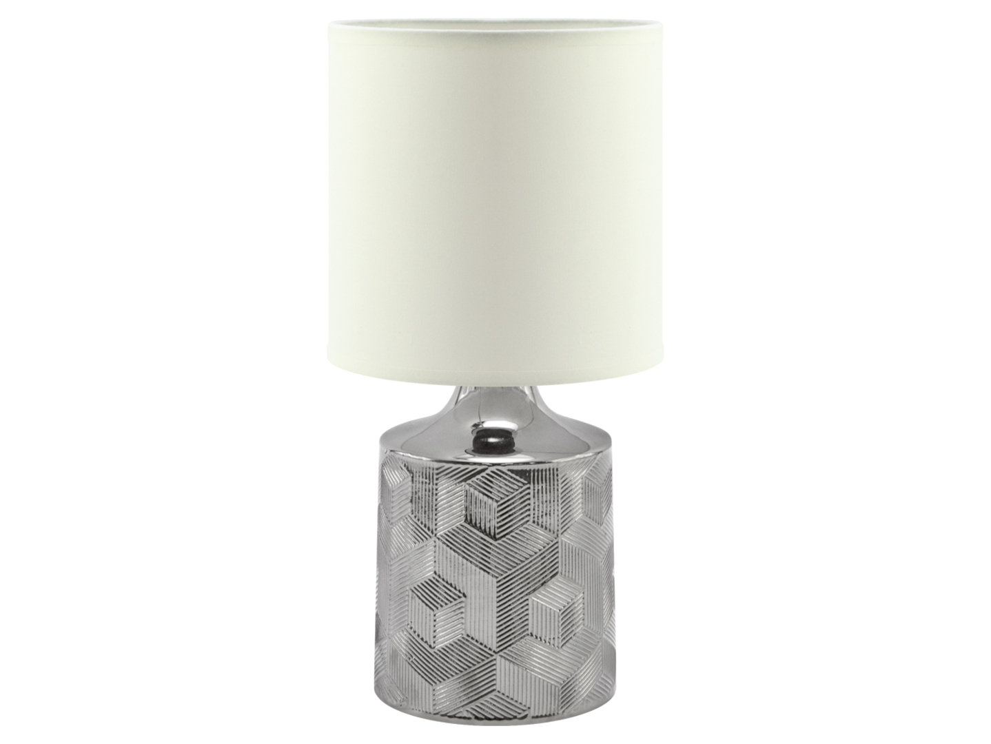 Lampa stołowa Linda ceramiczna srebrno-biała