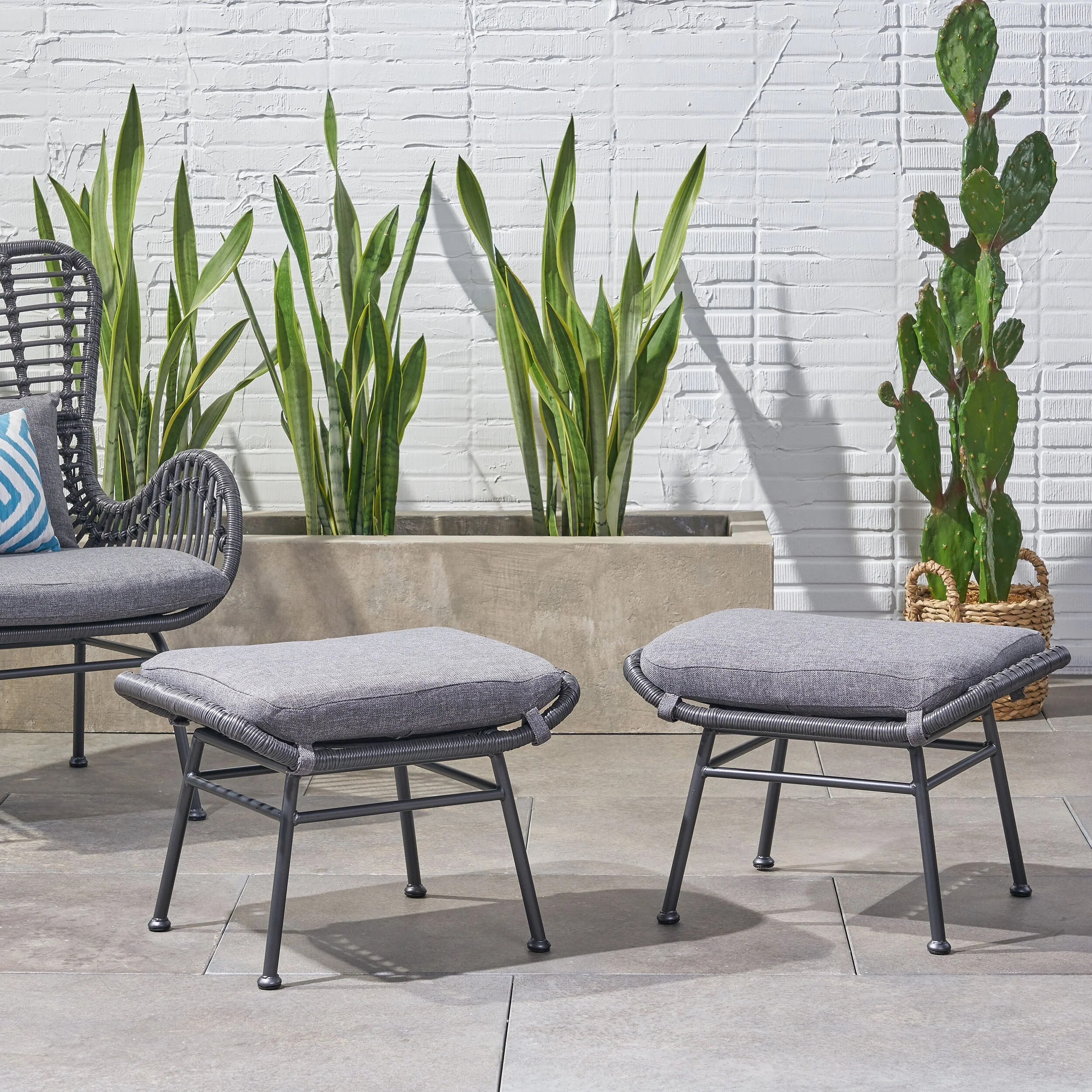 Montana Faux Rattan Outdoor Patio Ottoman Comfortable choice, multiple functions, classic design