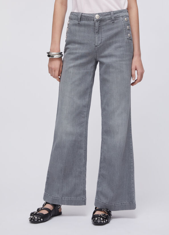 Jeans flare a vita alta con bottoni