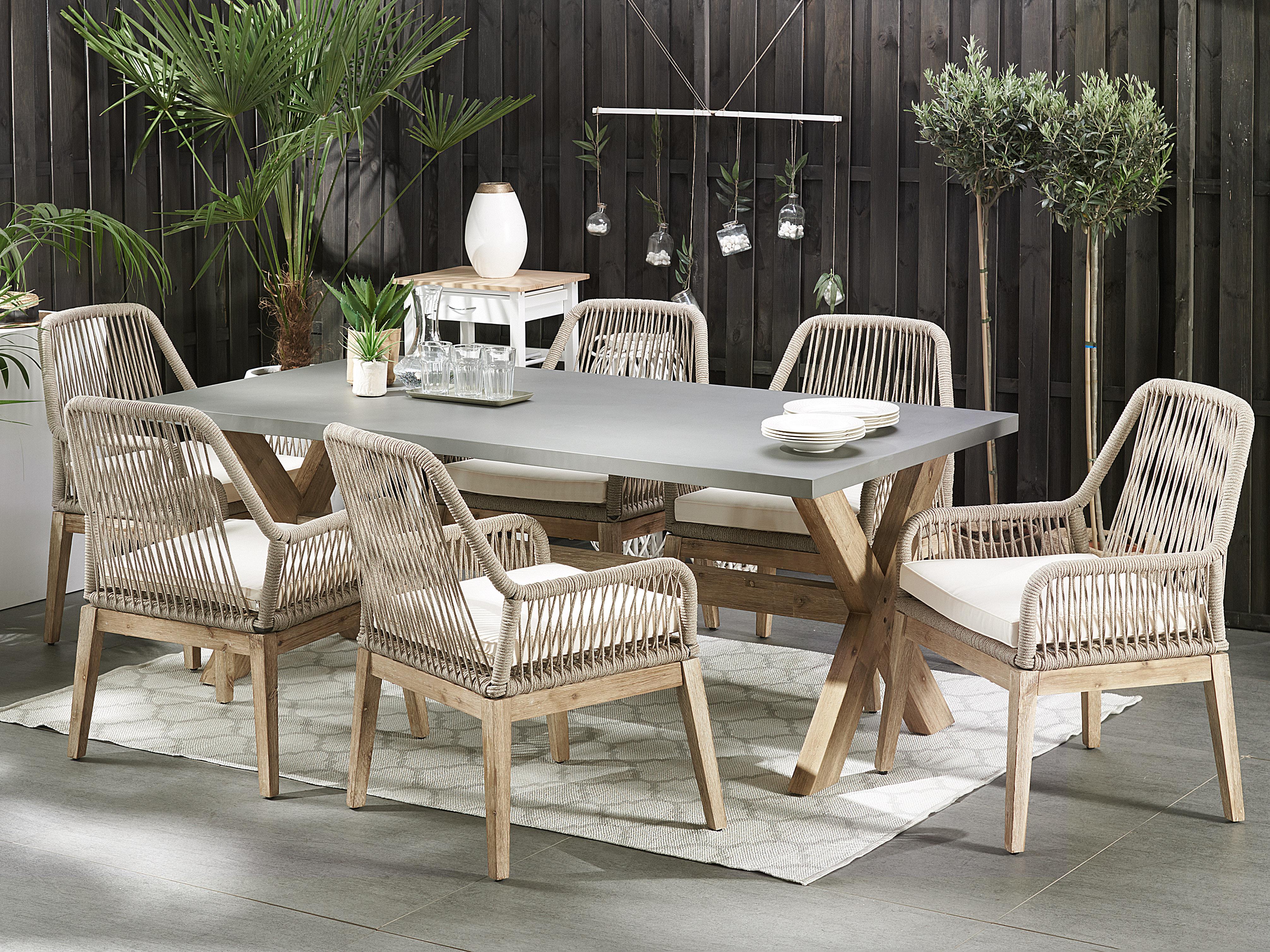 Garden Dining Set 6 Seater OLBIA with Cushions Beige