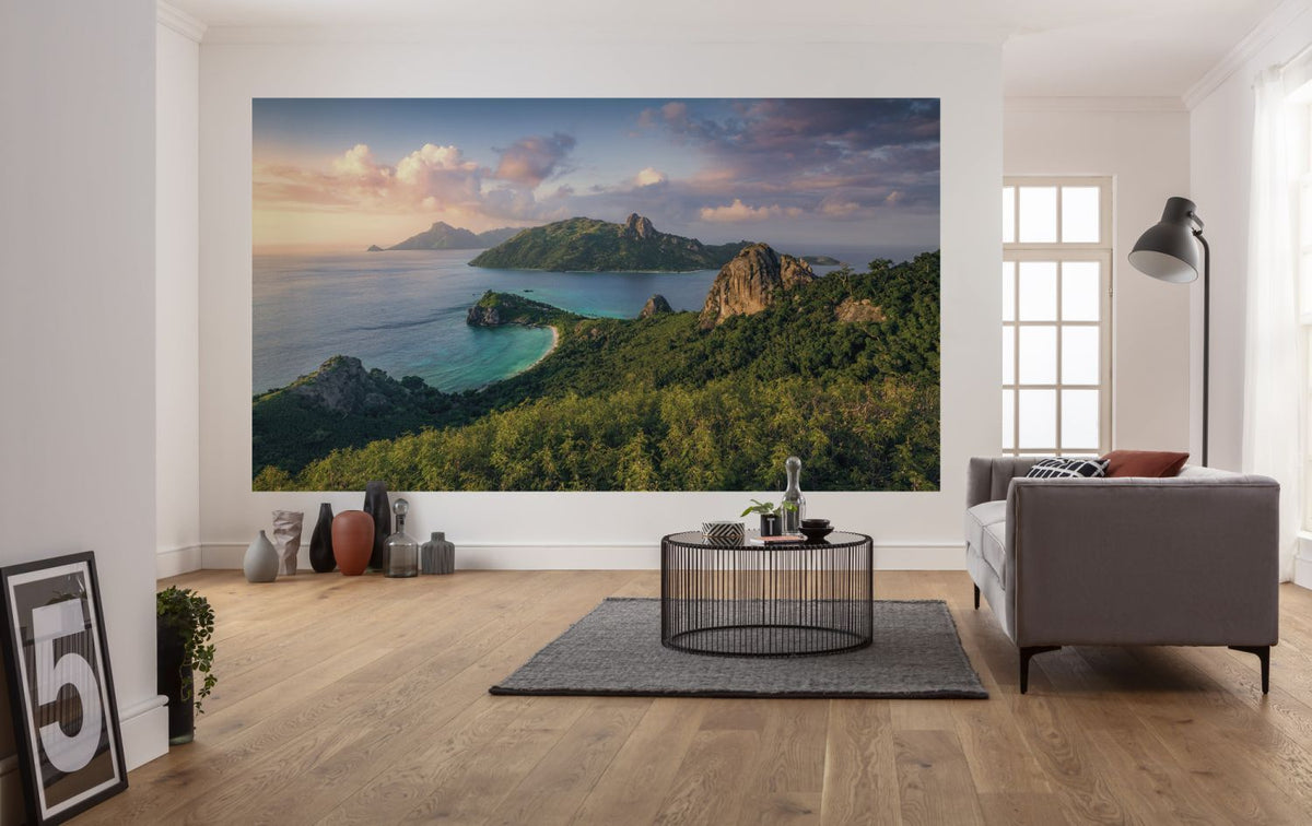 Sanders & Sanders fotobehang landschap met water groen en blauw - 350 x 200 cm - 612592