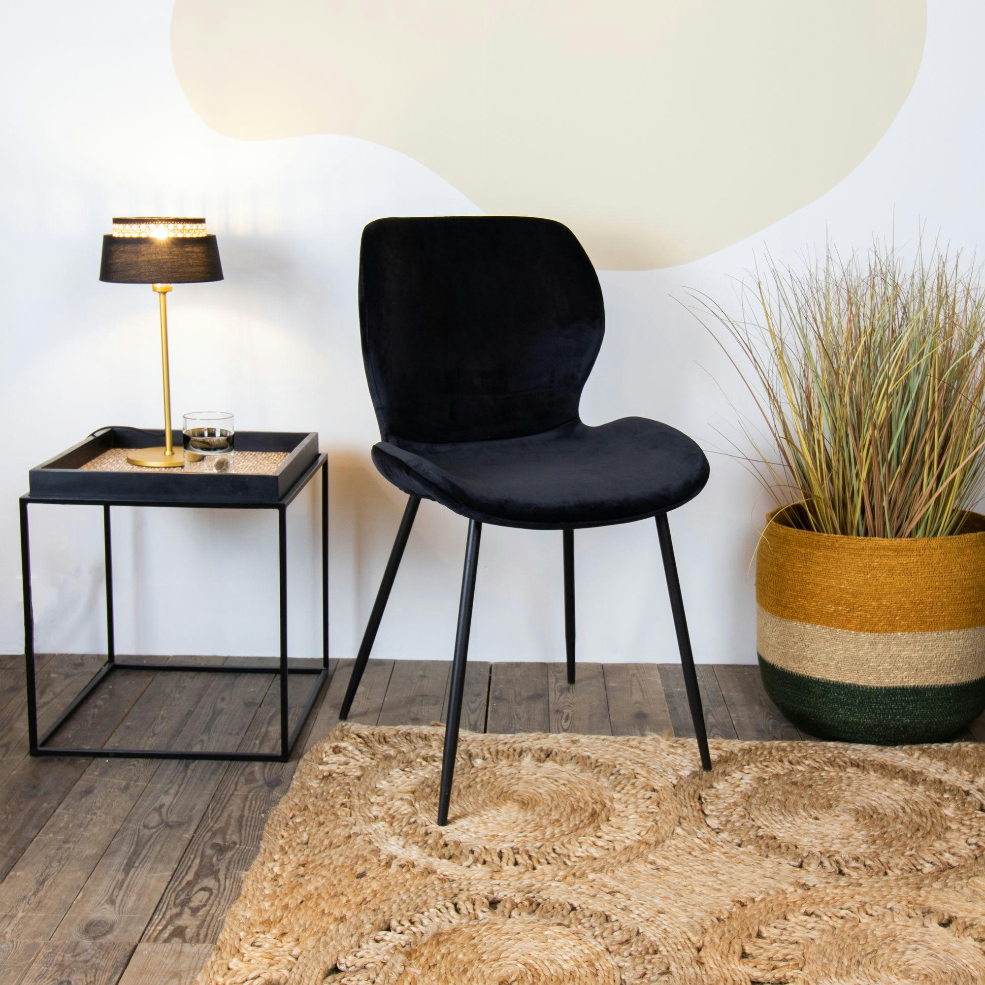 IBRA - Lot de 2 chaises en velours noir