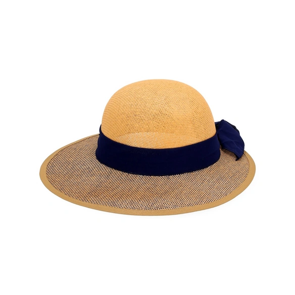 Hut »Laurine«, natur blau mit blauem Stoffband