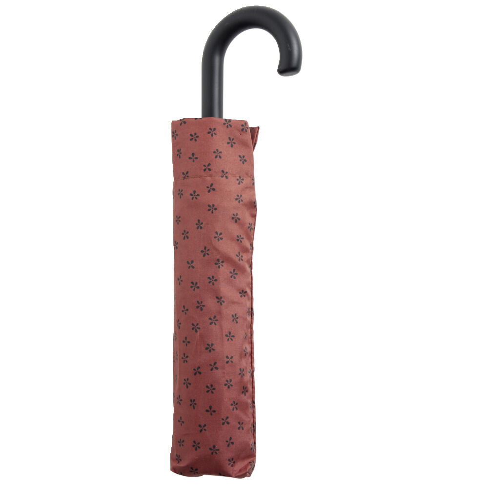 Parapluie pliable manuel terracotta et fleur noir L24cm