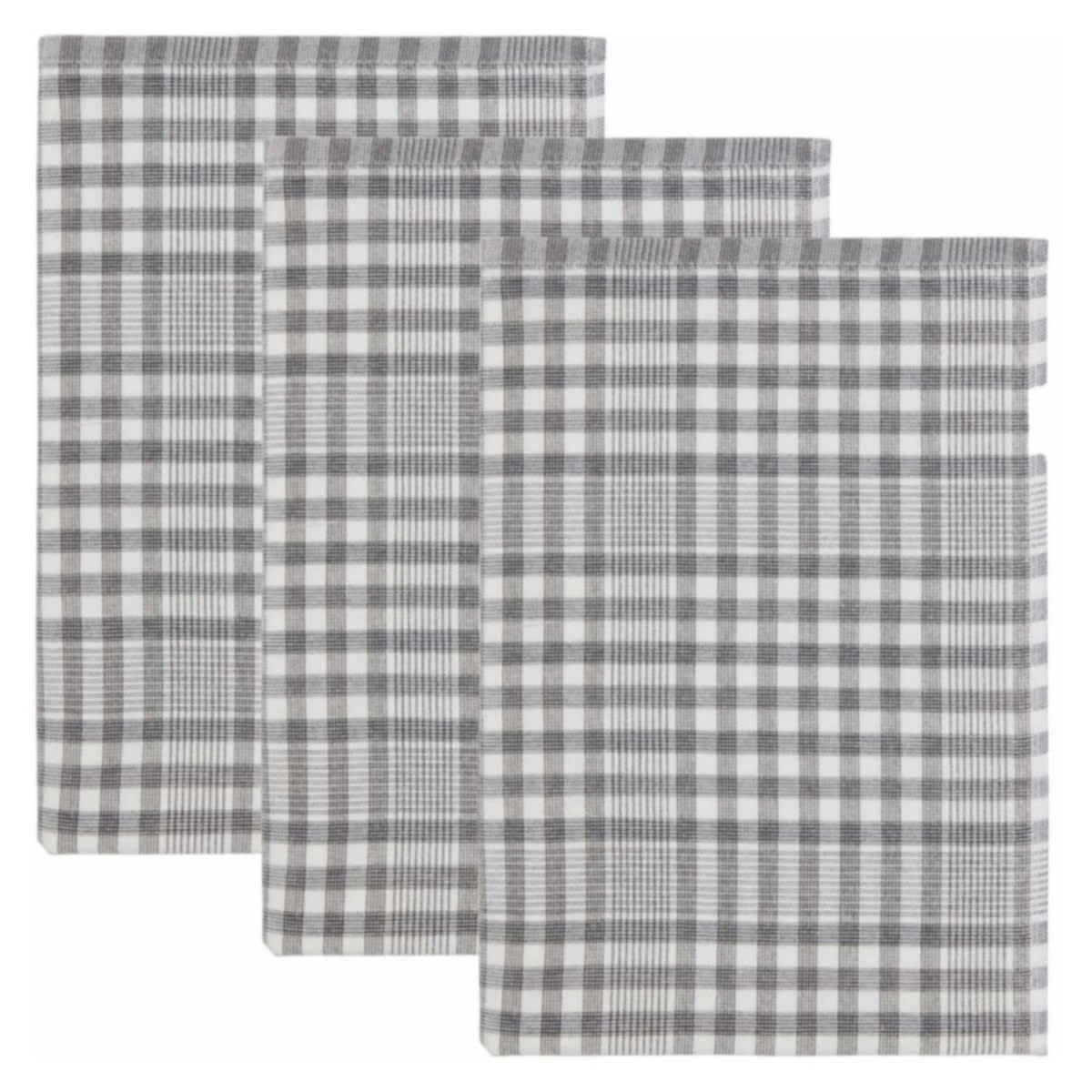 TEKSADA COUNTRY - 3 torchons double face Anthracite 50x70 cm