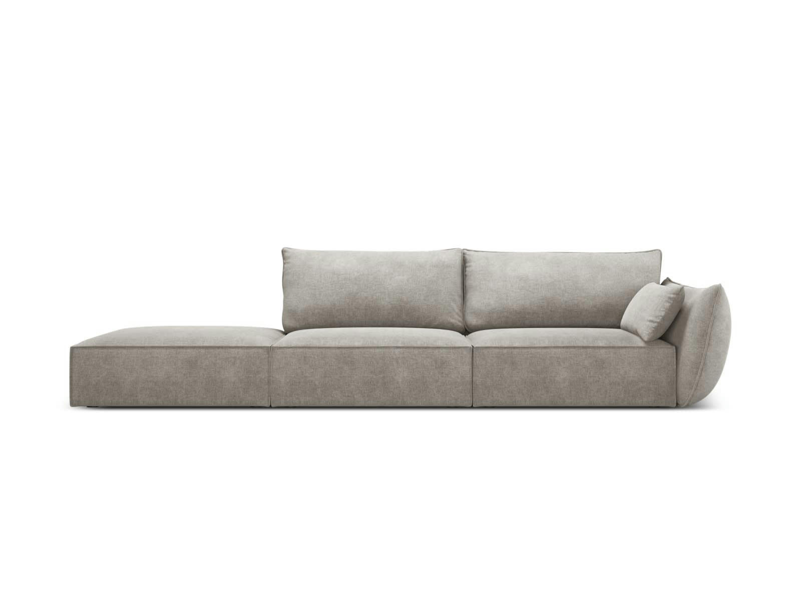 KAELLE - Canapé gauche 4 places en tissu chenille gris clair