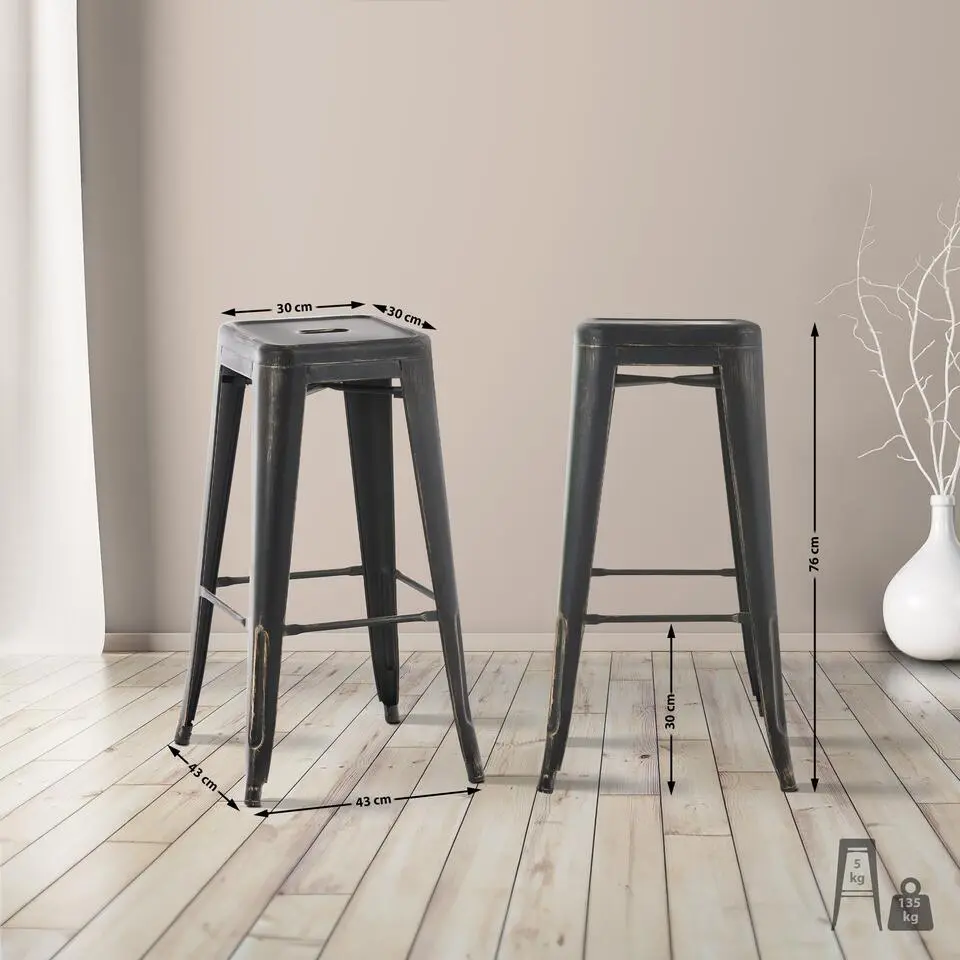 CLP Barkruk Joshua natura Frame - Metaal - zwart/goud