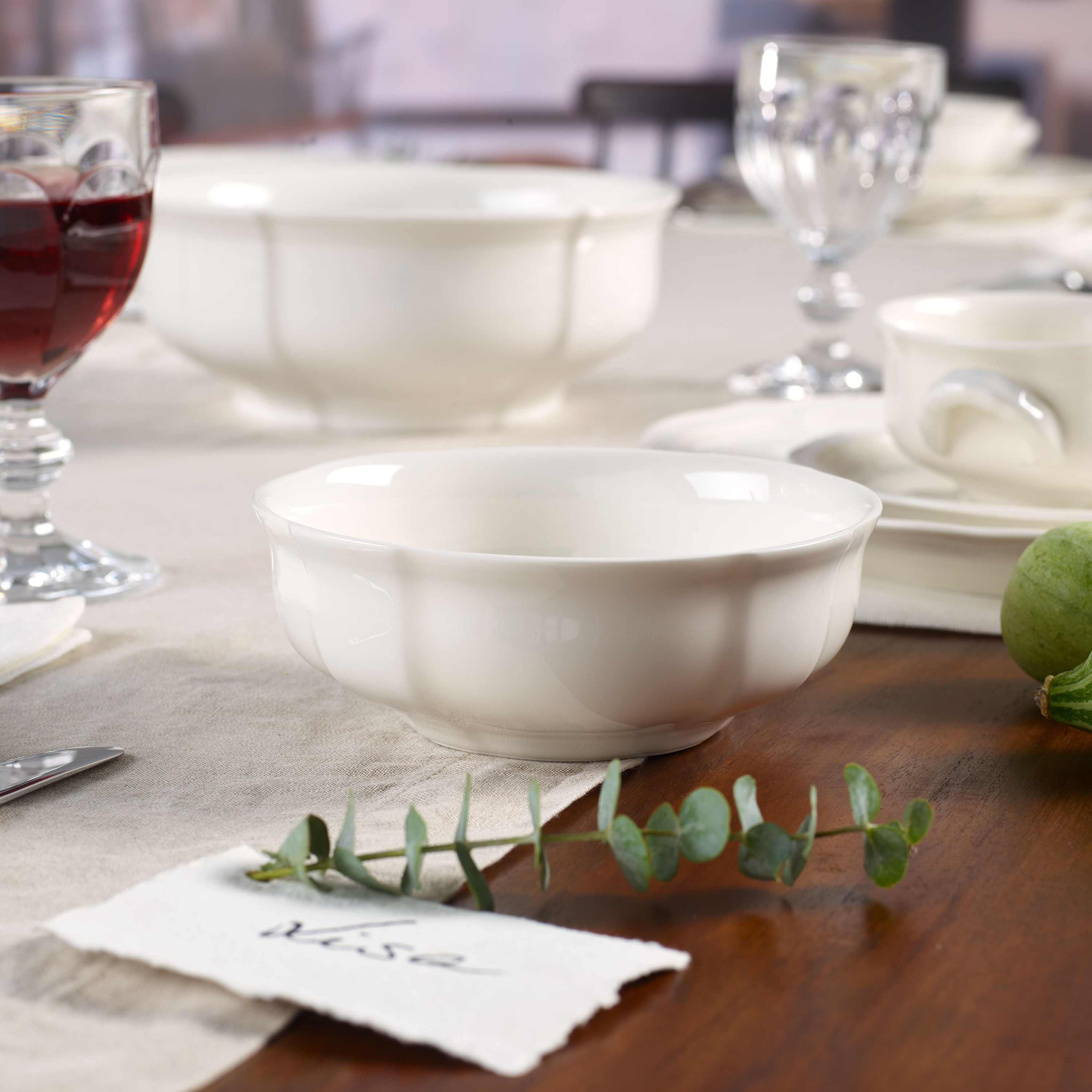 Manoir Appetizer/ Dessert Bowl - White, 11.9 oz, Premium Porcelain
