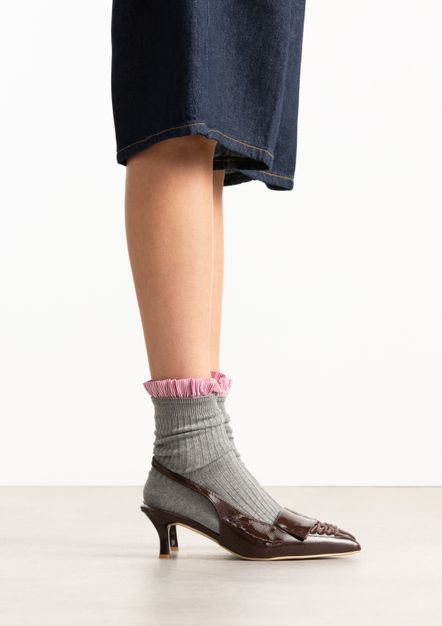 Bruine lak slingbacks