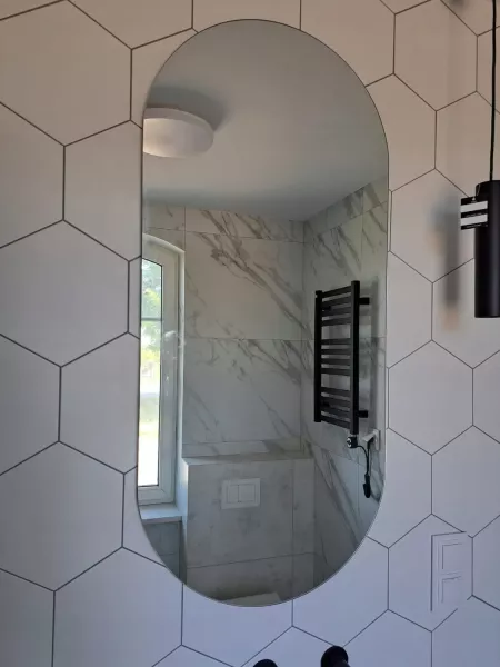 Lustro owalne łazienkowe 50x80 srebrne owal bez podświetlenia premium