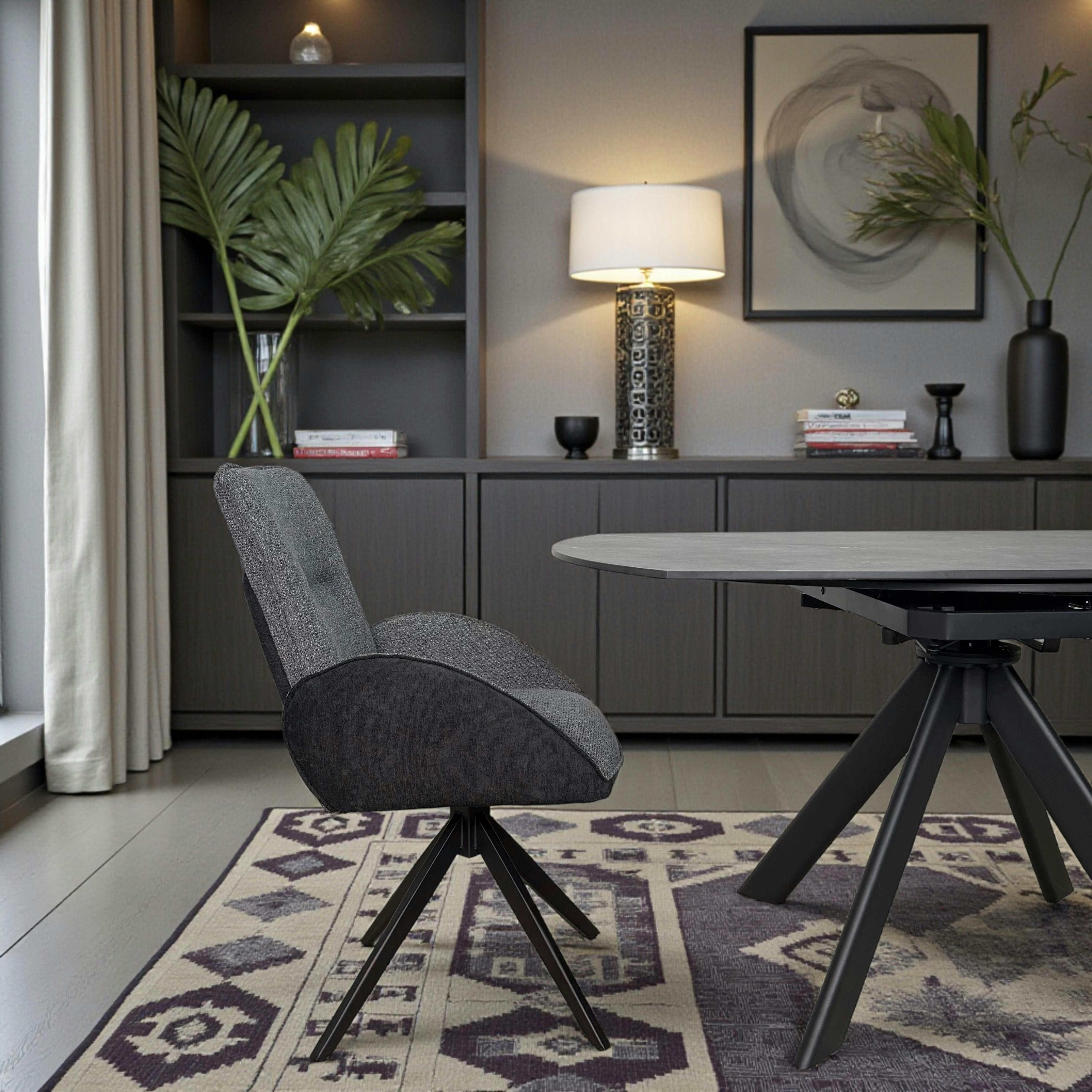 Fauteuil de table pivotant anthracite, bi-matière (lot de 2) AGADE