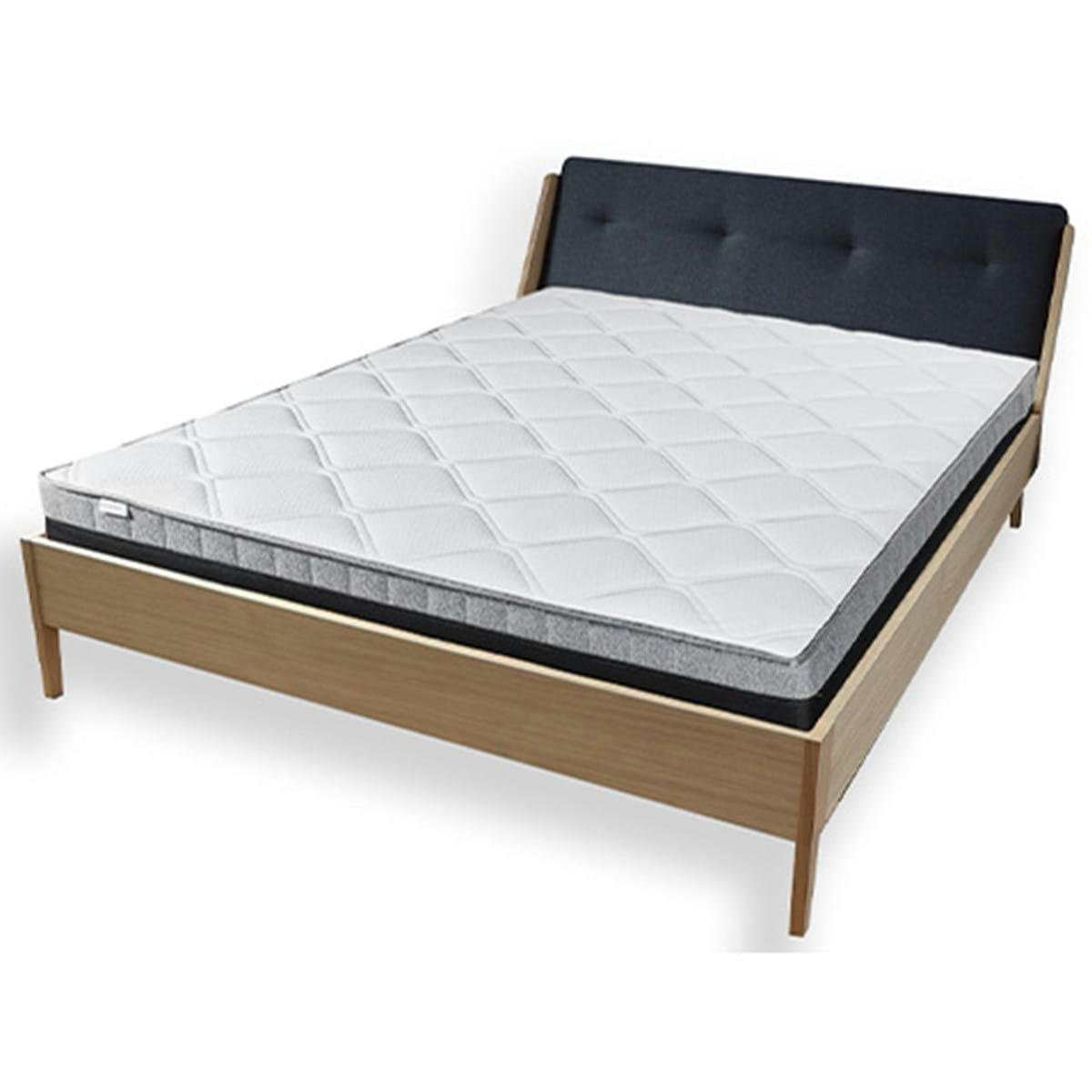 NOVA - Ensemble lit placage chêne 160x200cm + matelas à mémoire de forme 25cm