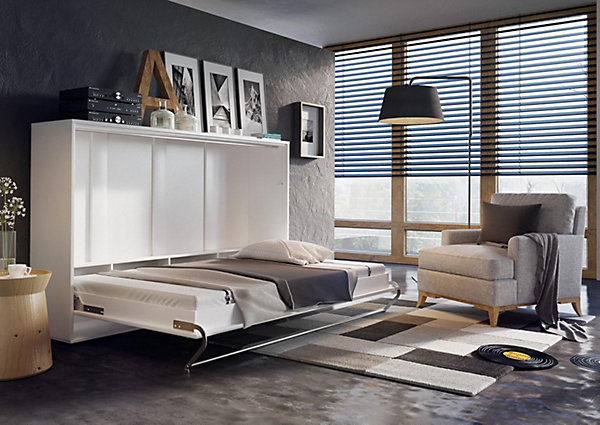 Lenart Lit escamotable Horizontal 120x200cm Matelas inclus Blanc mat Consus pro