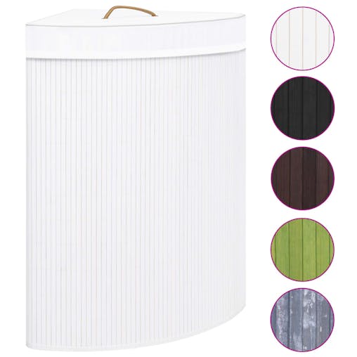 NNEVL Bamboo Corner Laundry Basket White 60 L