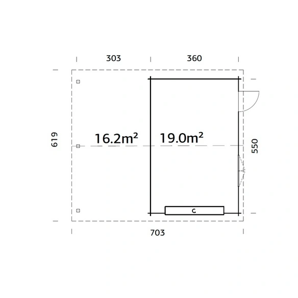 Garage »Roger«, Aufstellmaße BxTxH: 703 x 619 x 316 cm, Blockbohlensystem, Holz