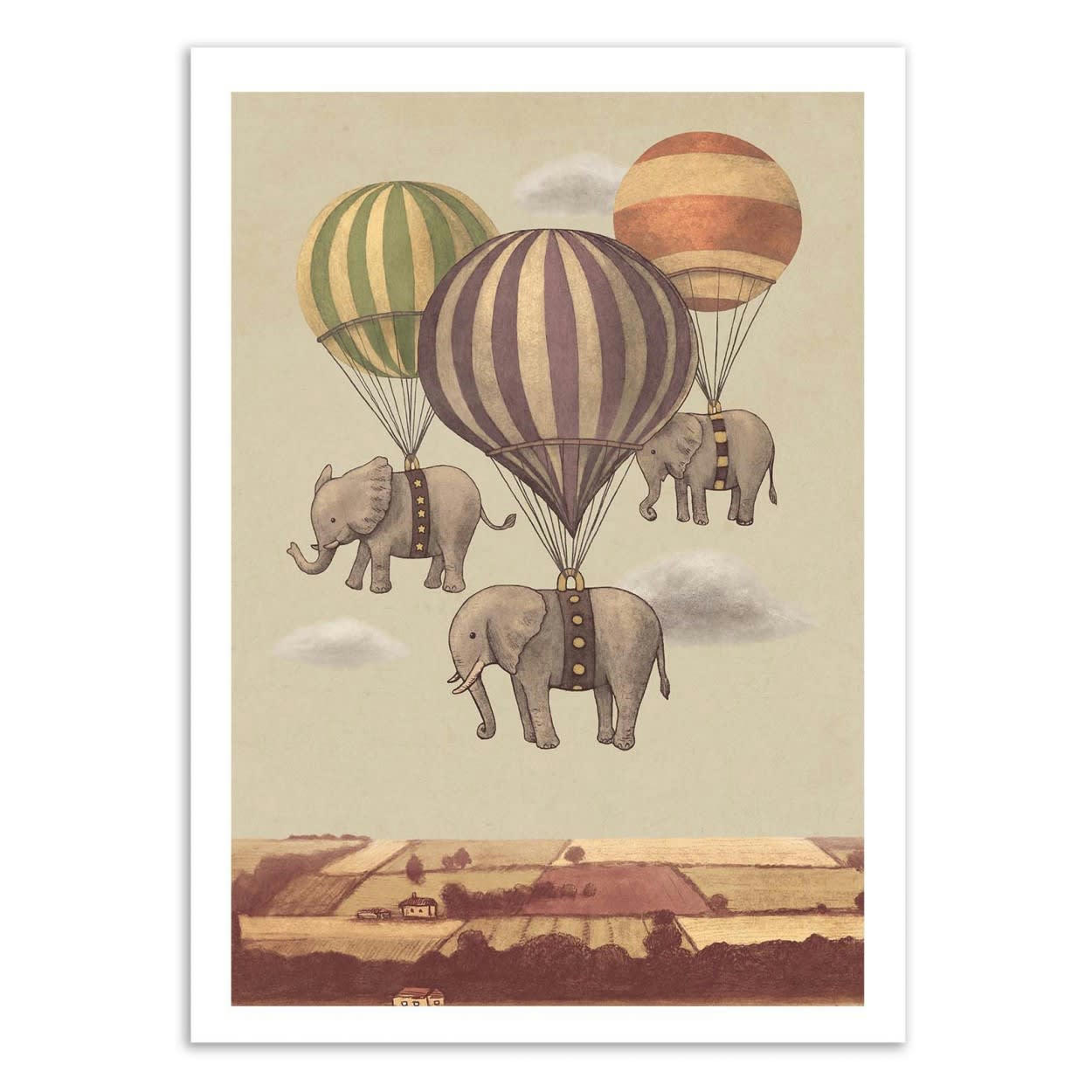 TERRY FAN - FLIGHT OF THE ELEPHANTS - Affiche d