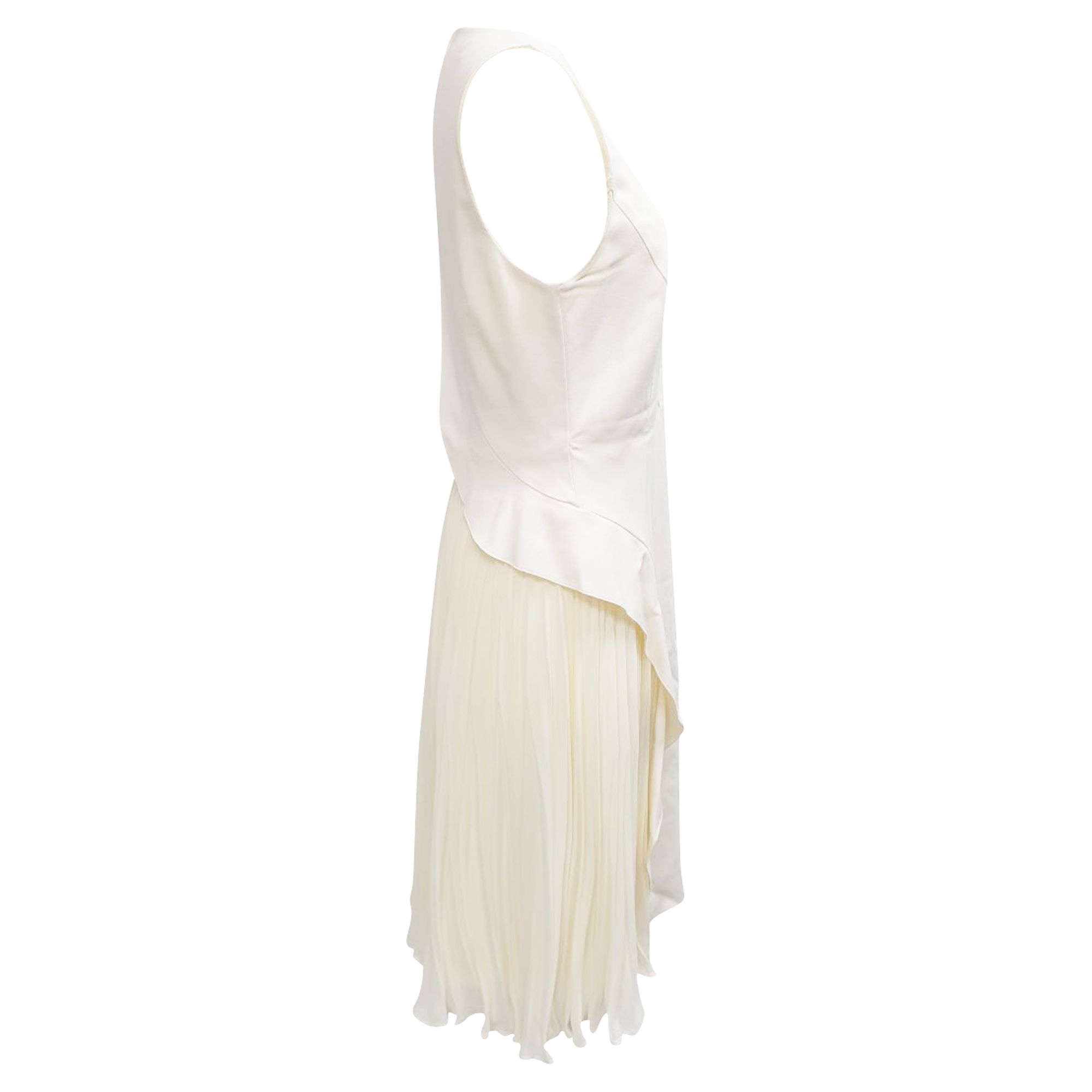 Philosophy By Lorenzo Serafini Preloved Pleated Ruffled Midi Dress Cream Rayon