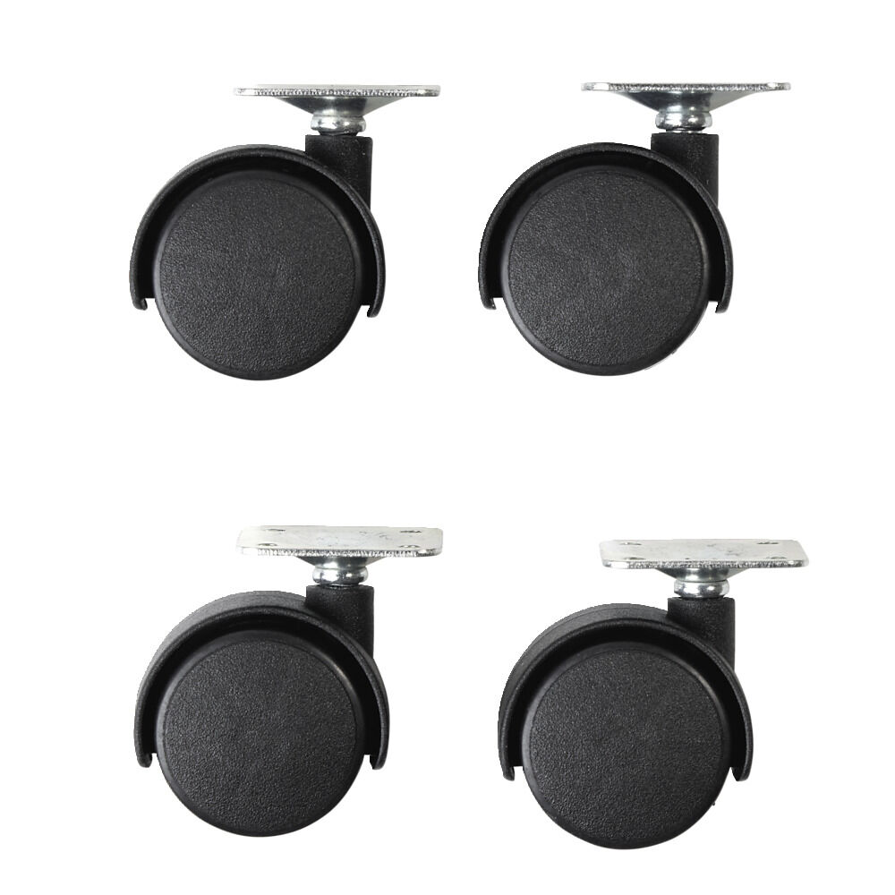 Roulettes rotatives noires x4 en plastique et métal