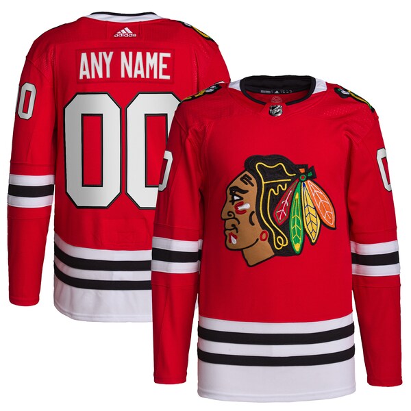 Chicago Blackhawks adidas  Home  Primegreen Authentic Custom Jersey - Red