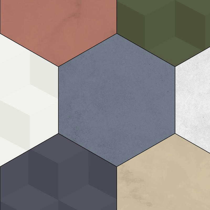 MATERIALS - Bandeau PVC lot de 2 : L 70cmxH 30cm Multicolore Graphique Hexagonal