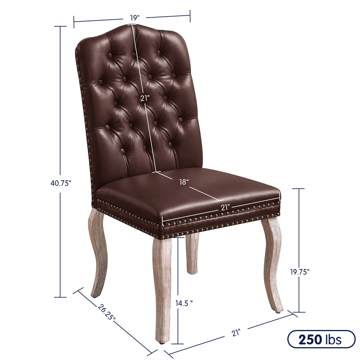 Subrtex (Set of 2) Leather Dining Chair with Pull Ring and Riveted Button Decoration