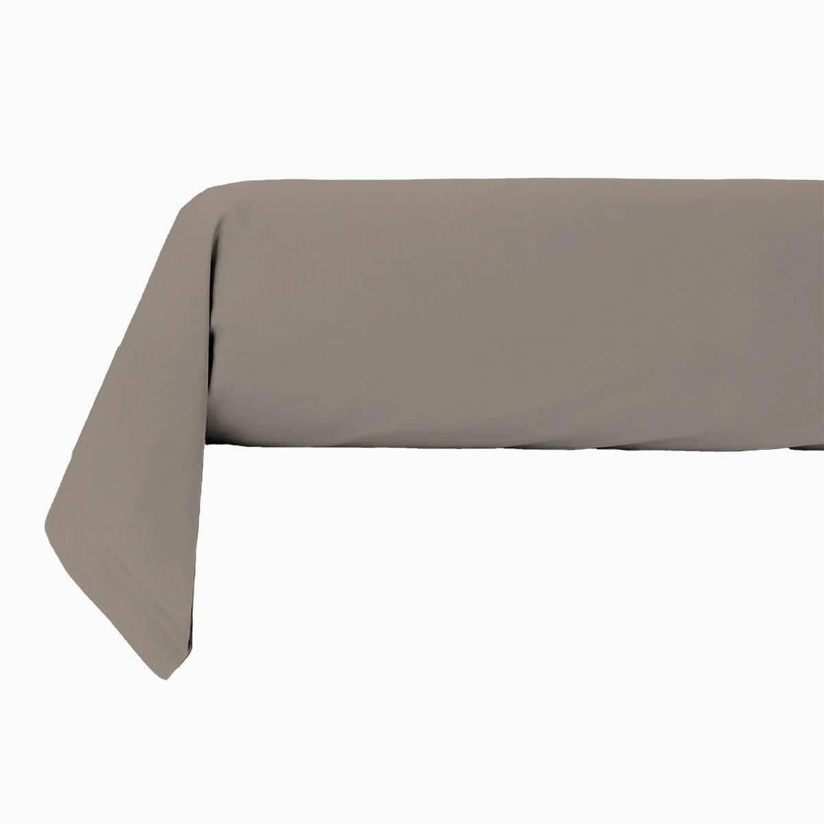 COTON UNIS - Taie traversin coton  unie gris galet taupe 85x185cm
