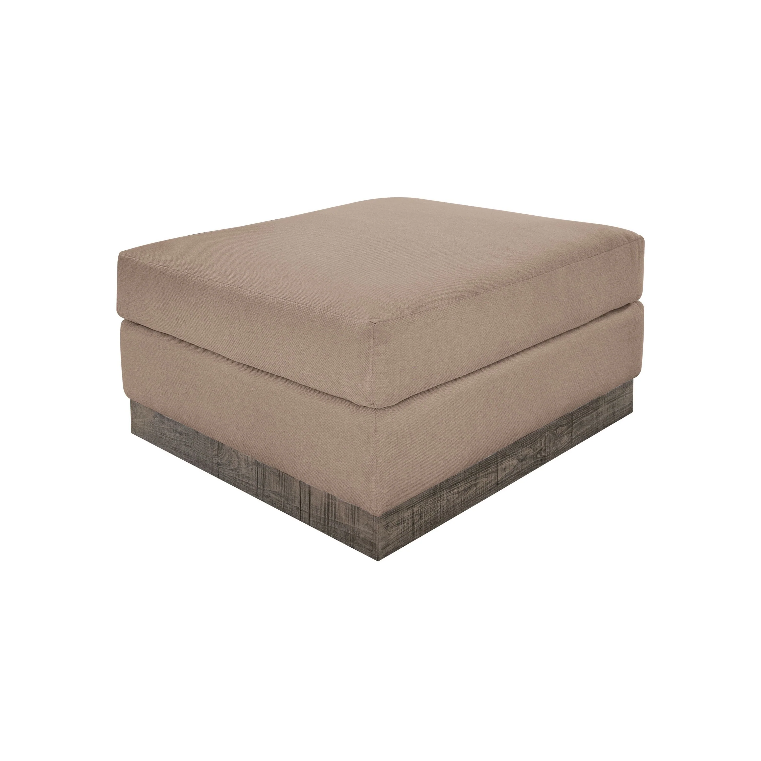 Jeni Ottoman, Modern 39 Inch, Corner Blocks, Solid Wood, Brown Polyester