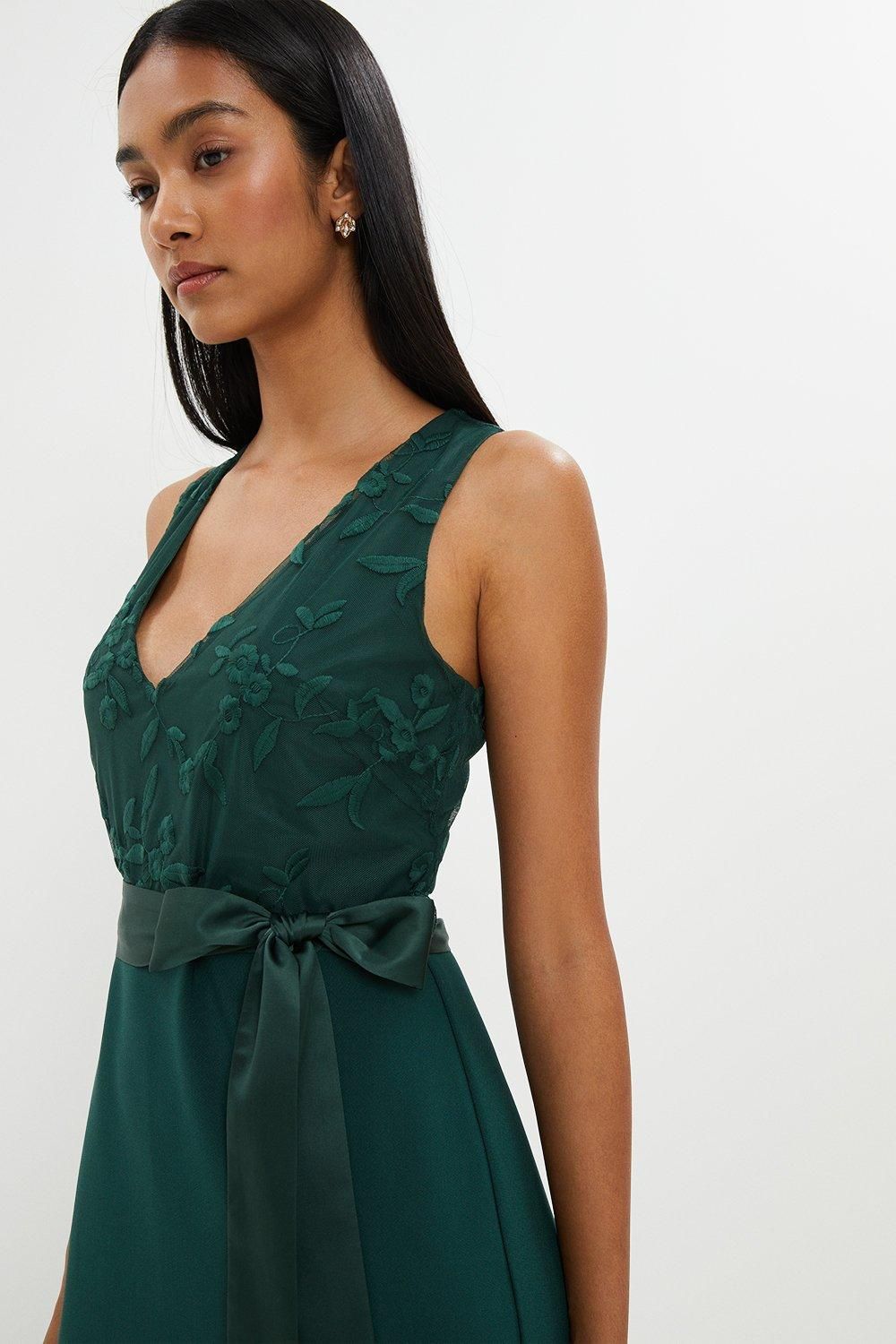 Coast Embroidered Bodice Puddle Hem Maxi Dress