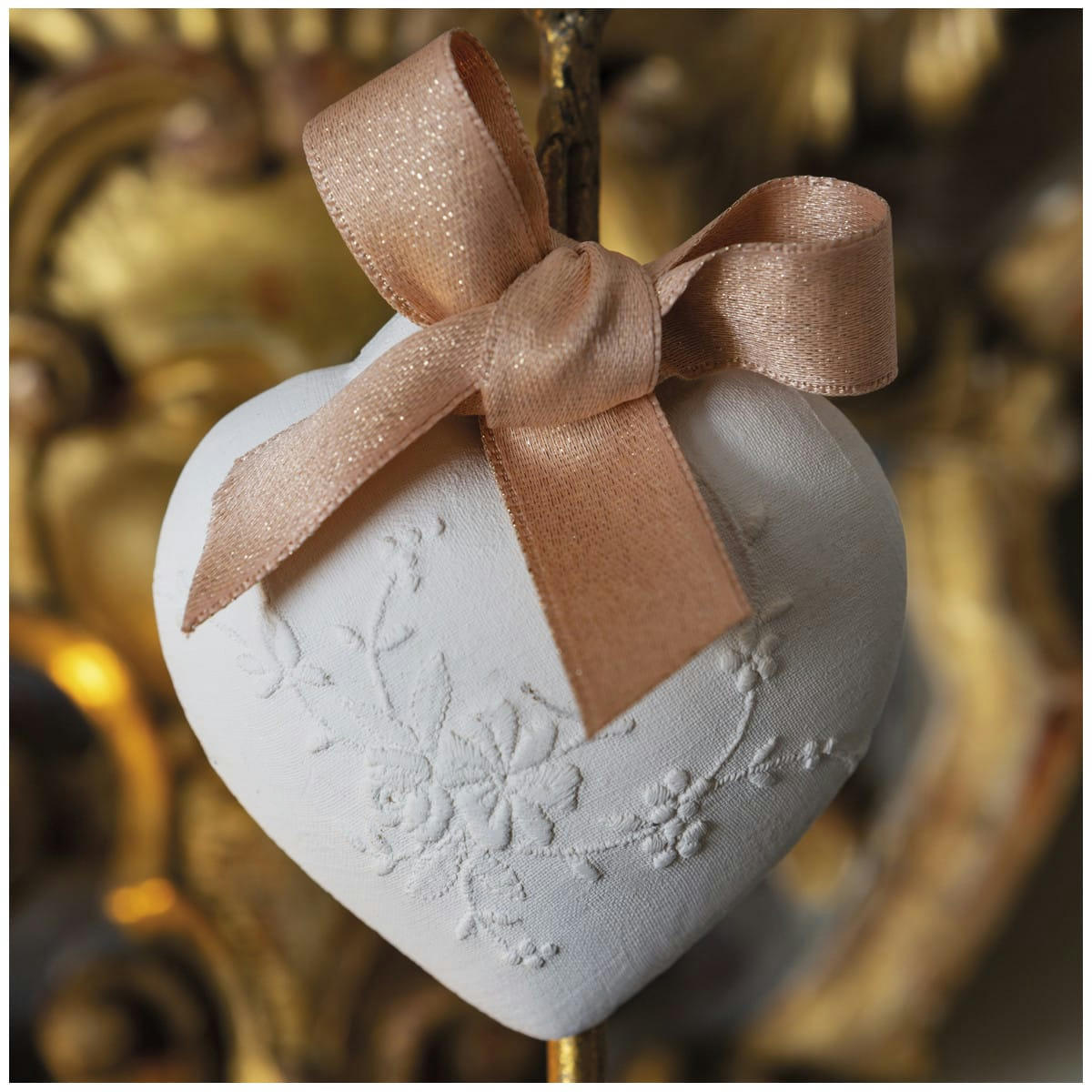 - Décor parfumé Cœur  brodé - Rose Élixir