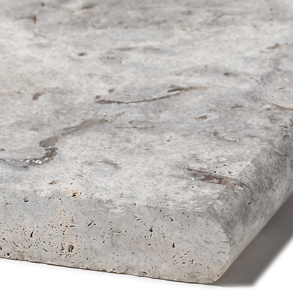 Margelle de piscine Travertin Gris Silver 61x33x3 cm Bord 1/2 Rond (à l'unité) - RO'MA NATURE