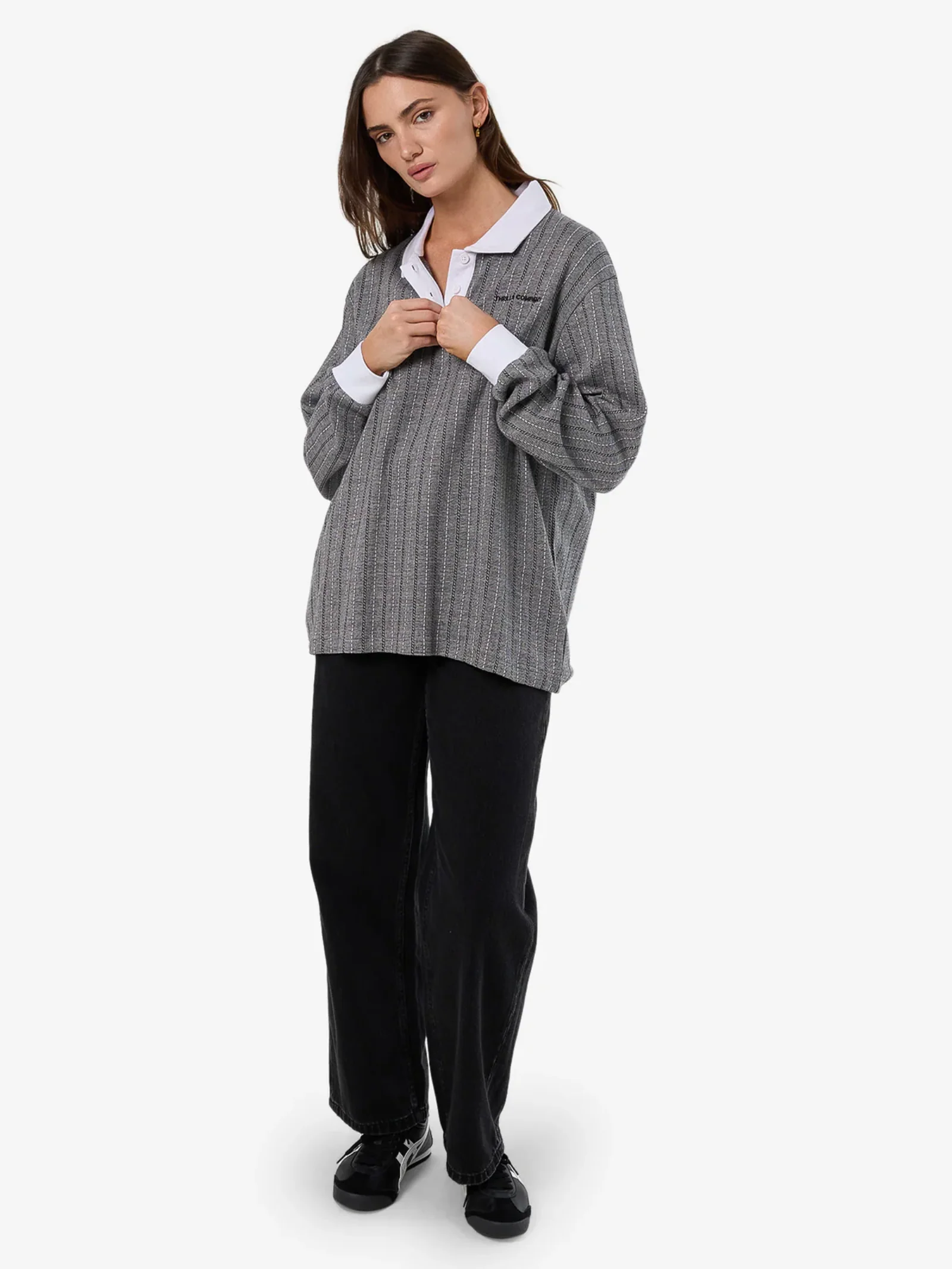 Limitations Stripe Rugby Long Sleeve Polo