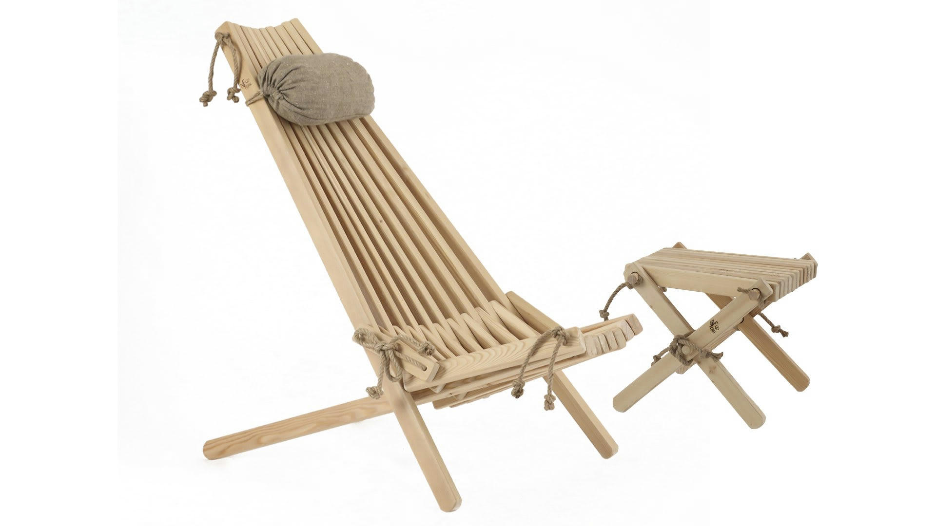 PACK ECOCHAIR LILLI - 1 Chilienne Eco avec coussin + 1  Repose-Pied Mélèze - Naturel