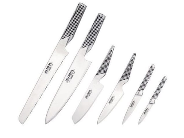 New Global Hiro Black 7Pc Knife Block Set 7 Piece Japanese Knives