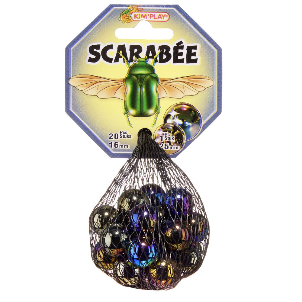 Bille en verre x20   1 boulard noir Scarabée