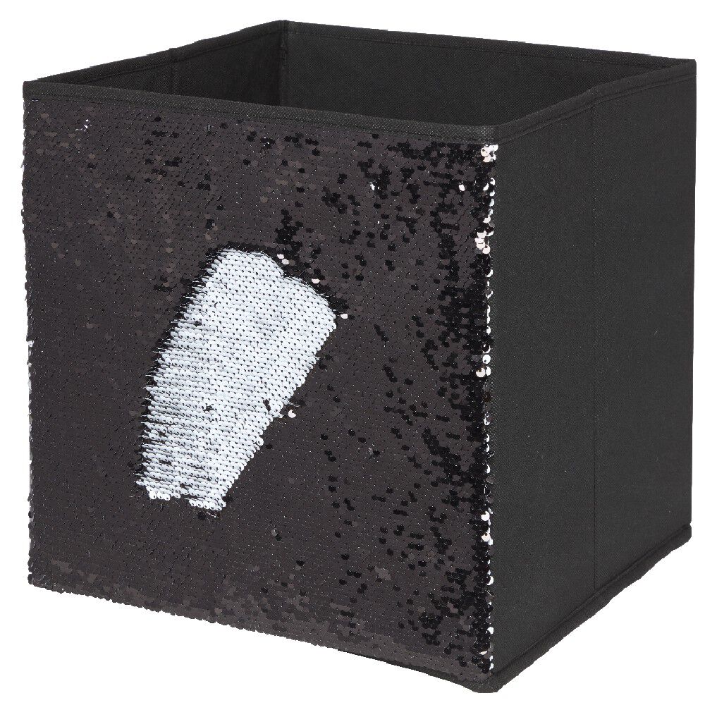 Panière Box Cube sequin noir 31x29x31cm
