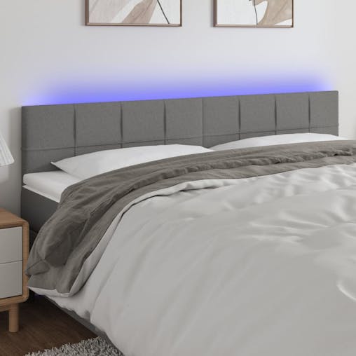 NNEVL LED Headboard Dark Grey 160x5x78/88 cm Fabric